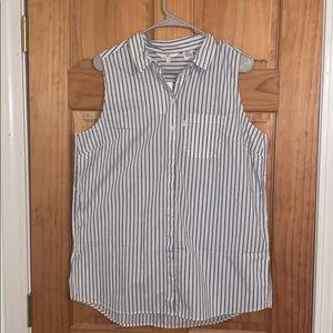 Levi blue and white striped collared tank top